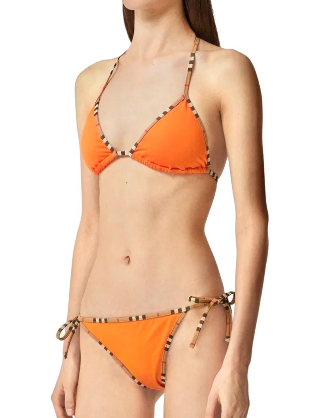 Burberry Orange Tie-String Triangle Bikini - Women's Swim